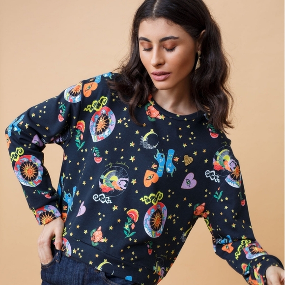 Emily Lovelock Tessa Sweatshirt In Celestial Black Size 2-4 - Picture 1 of 8